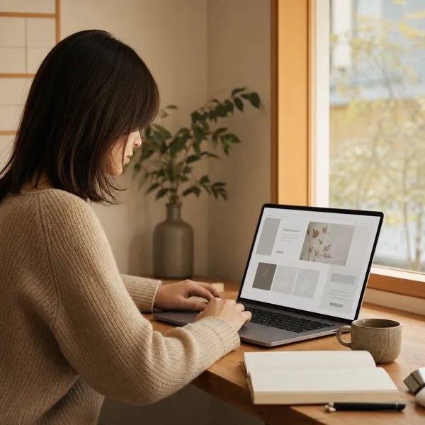 ノートパソコンでWebサイトを確認するイメージ